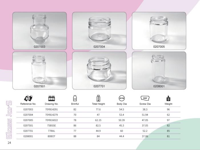 Clear Glass Food Jars 70ml - 90ml